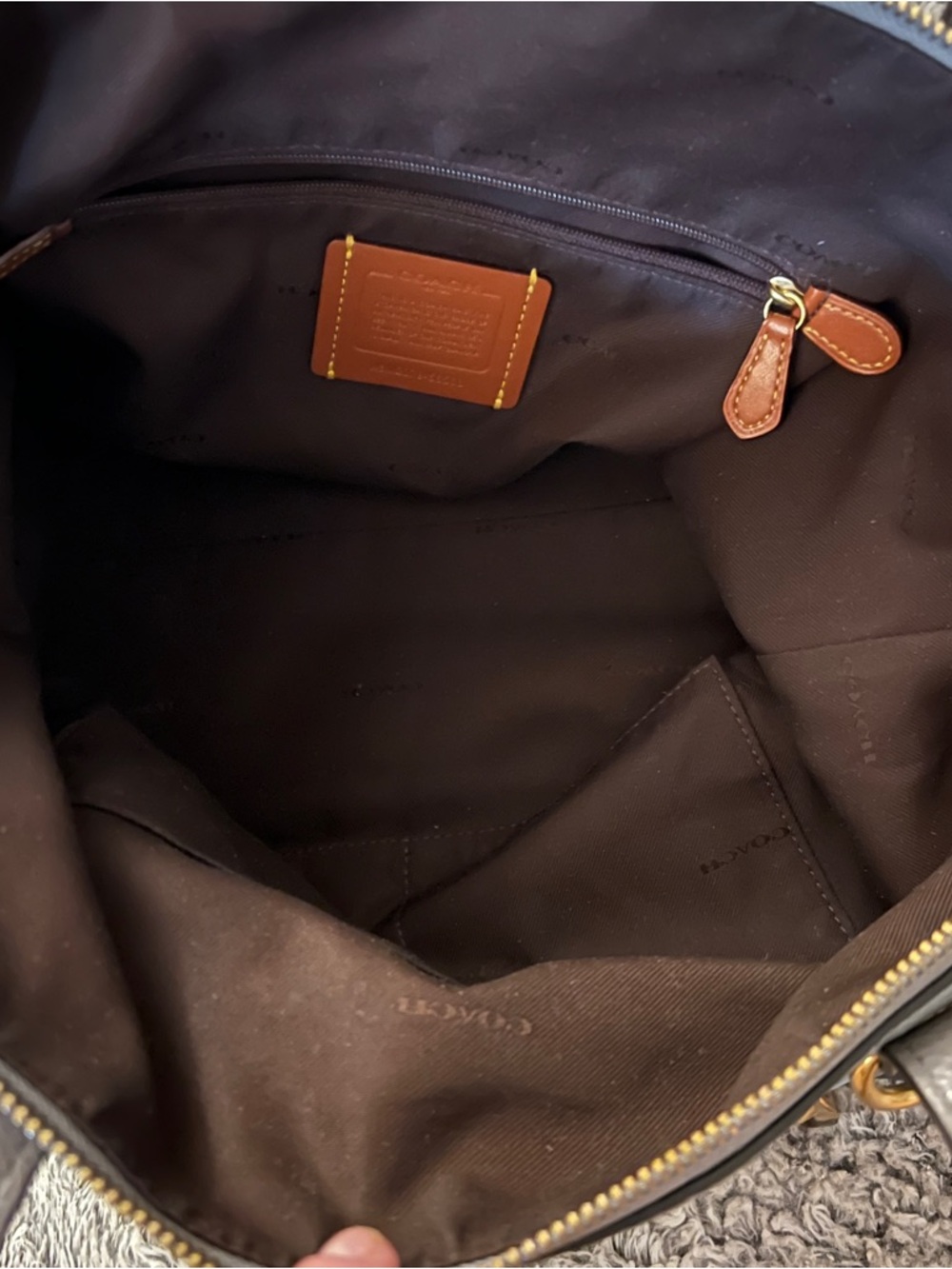 Coach Gray Tote with Tan Accent and Gold Hardware - Picture 12 of 12